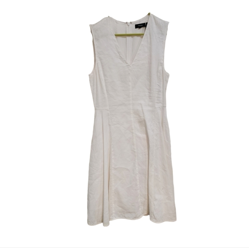 THEORY Linen White Midi Dress